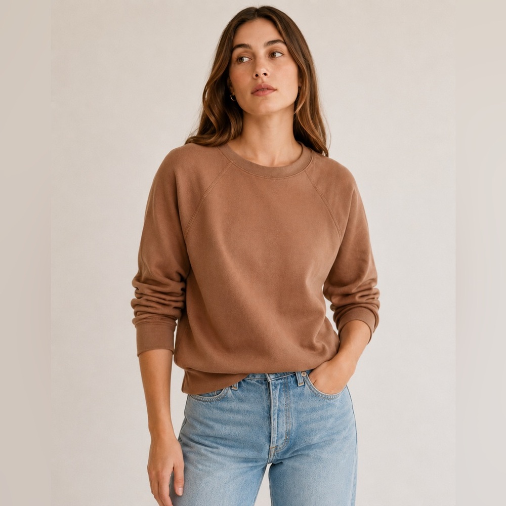 MATE the Label Organic Cotton Crewneck Sweatshirt Brown Size Medium